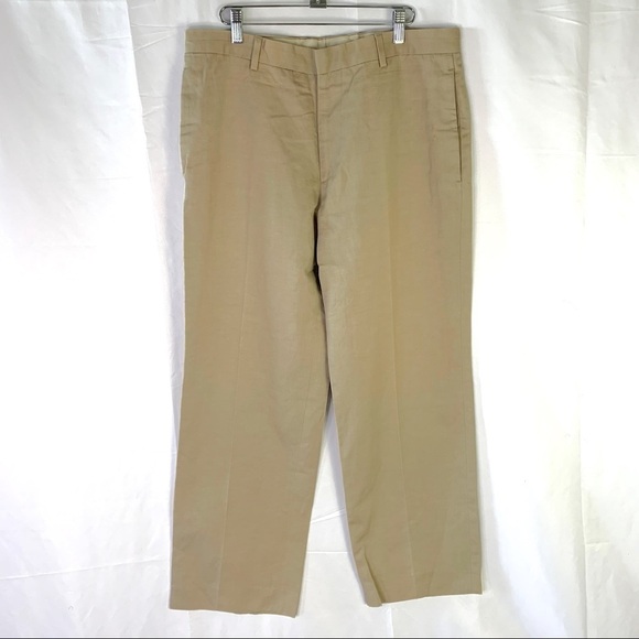 BANANA REPUBLIC  LINEN PANTS NEUTRAL TAN TROUSERS STRAIGHT LEG PLUS SIZE 34 / 30 - Picture 3 of 16